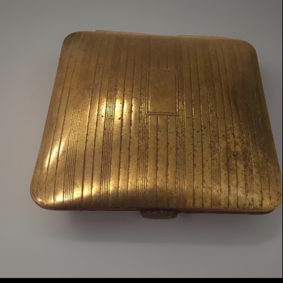 Other - Vintage Volupte Gold Tone Art Deco Compact Mirror Vanity Powder Case